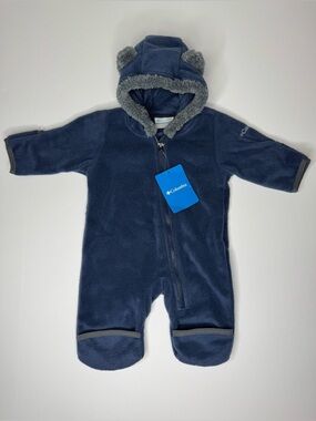 Columbia Tiny Bear II Bunting 0-3M NWT Fleece Baby Snowsuit Blue